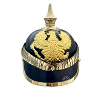 EXNOT Prussian Leather Helmet, German WWI Spiked Helmet with Enlistment Spike, Chin Scale Armour genuine replica of the iconic spiked helmets
