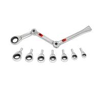 EXO-FIT 38104 Versatile 9-Piece Ratchet Wrench Set - Nickel Chrome Plated Alloy Steel with 34 Position Articulating Handle, 90-Tooth Swing Gear, Durable Storage Case, SAE