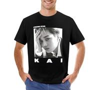 EXO - Kai T-Shirt Sports Fan t-Shirts tees Aesthetic Clothing Mens Graphic t-Shirts Funny Black