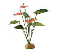 Exo Terra Anthurium Bush | Exact Replica, Green and Red Colors, Polynesian Stone Base, 15.24 x 15.24 x 30.48 cm