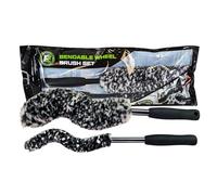 ExoForma Bendable Brush Set - Unique Adjustable 2-Piece Wheel Brush Set Cleans Behind Wheels - Tough Yet Gentle Wool Fiber + No-Scratch Rubber Tip Safe for All Wheel Types - Comfy Ergonomic Grip