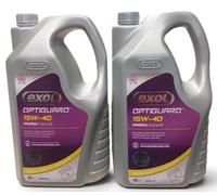EXOL OPTIGUARD 15W40 ENGINE OIL TWO PACK 2 X 5LTR, A HIGH SPECIFICATION MINERAL ENGINE OIL SUITABLE AS A MIXED FLEET OIL MEETS SPECIFICATION SL/CH-4, CF, FULL SPECIFICATIONS CAN BE SEEN IN THE PHOTOs