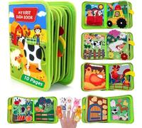 Exorany 20 in 1 Farm Busy Book for Toddlers, Montessori Sensory Toys, Baby Busy Board for Boys & Girls, Educational Learning Toy for Life Skills, Sorting & Matching (10 pages)
