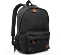 Exos Gear Waxed Canvas Backpack - 20L Bag with Laptop Sleeve & Leather Pulls - Water-Resistant for Work or Travel, Multi, M, Charcoal - 16oz Waxed Canvas