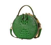 Exotic Alligator Leather Pattern Women's Round Purse Crocodile Skin Printed Lady Small Green Handbag Female Single Shoulder Bag