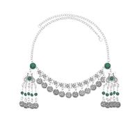 Exotic Arab Hair Accessories - Alloy Tassel Headdress With Imitation Pine Stone For Versatile Daily Wear(GR)