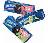 Exotic Asian Cookie Bundle - with Unusual Flavours of Classic Sandwich Cookies - Green Tea Ice Cream, Raspberry & Blueberry, Grape & Peach, Matcha 3 x 97g (Green Tea, Raspberry Blueberry, Grape Peach)