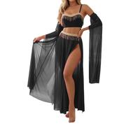 Exotic Belly Dance Costume Sheer Mesh Sequin See Through Long Dress With Sleeves And Thong Set Sexy Gifts For Wife Nighties Women Outfit Women'S Underwear Sets