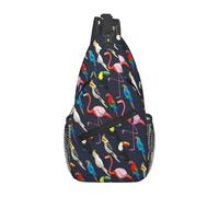 Exotic Birds Parrot Flamingo Sling Bag Adjustable Cross Body Bag Lightweight Backpack For Workout Camping Women