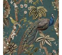 Exotic Botanical Wallpaper Holden 13682 Peacock Woods Feature Wall Aqua Blue