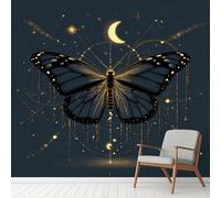 Exotic Butterfly Moon Boho Large Mural Self Adhesive Wallpaper 256x350 cm, Fantasy Starry Sky Mysterious Wallpaper, Tarot Gothic Astrology Wall Stickers Vinyl for Living Room, Kitchen Wall Art
