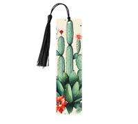 Exotic Cactus Arrow Pattern Wooden Bookmark 5pcs for Book Lovers,DIY Wood Craft Bookmarks with Colorful Tassels Wooden Gift Tags Labels Rectangle Bookmarks Ornaments Unusual Gift for Men Women