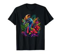 Exotic Cassowary with Colorful Jungle Flowers T-Shirt