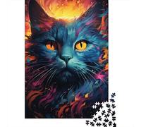 Exotic Colorful Black Cat 500 Piece Jigsaw Puzzles for Adults, Puzzle for Teenagers, Family Entertainment Toys 500pcs (52x38cm)