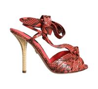 Exotic Coral Leather High Heel Sandals - female - Dolce & Gabbana - High Heel Sandals - Red - 4 UK - Shoes 4 UK