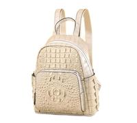 Exotic Crocodile Skin Pattern Women Casual White Backpack Authentic Alligator Leather Printed Female Lady Black Bag Pack, Ivory, 24cm(Length) x 29cm(Height) x 11cm(Deep), Fashion and Leisure