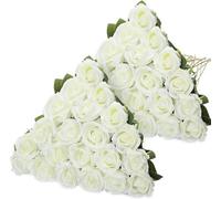 Exotic Dried Flower Bouquet Fantastic Bouquet of Roses, 40 Pieces of Artificial Flowers, Suitable for Family Wedding Center Decoration Party Table Decoration Valentine's Day Gift (No Vase)(Yellow)