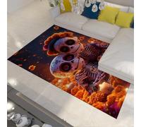 Exotic Ethnic Style 150x240cm Bedroom Rugs Vibrant Skeleton Couple Pattern Floor Mat Washable Low Pile Carpet Living Room Halloween Decor