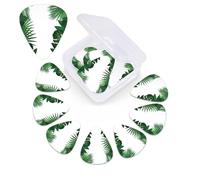 Exotic Fantasy Hawaiian Tropical Palm Leaves Print Guitar Picks 12 Pack Guitar Plectrums with Storage Box Bass Picks For Acoustic Guitar Bass Electric Ukulele Includes 0.46mm, 0.71mm, 0.96mm