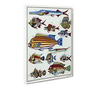 Exotic Fish Illustration Canvas Print | Gallery Wrapped 30mm Frame Wall Art | 24x16 inches | Ready to Hang | Modern Animals Picture | Living Room Bedroom Lounge Office