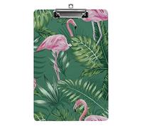 Exotic Flamingo on The Palm Leaves A4 Size Clipboard Funny Aesthetic Working Studying Letter Standard Clip Board 12.5×8.5 in Hardboard for School Classroom Kids Writing Drawing