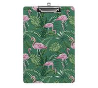 Exotic Flamingo on The Palm Leaves A4 Size Clipboard Funny Aesthetic Working Studying Letter Standard Clip Board 12.5×8.5 in Hardboard for School Classroom Kids Writing Drawing
