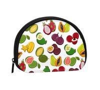 Exotic Fruits Print Portable Mini Storage Bag Shell Shaped Wallet Small Coin Wallet Shell Storage Bag