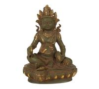 Exotic India 10" Singh Kubera Brass Statue - The Tibetan Buddhist Deity God of Wealth Idol for Puja Room, Home Decor, Office, Desk, Living Room