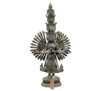 Exotic India 19" Eleven Headed Thousand-Armed Avalokiteshvara Buddhist Brass Statue Idol for Home Décor Sculpture