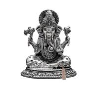 Exotic India 2" Small Superfine Chaturbhuja Lord Ganesha Silver Plated Brass Idol for Auspicious New Beginnings and Home Décor
