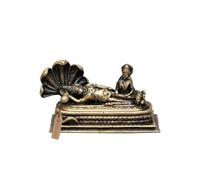 Exotic India 3" Small Superfine Lord Vishnu Ananta Shayana with Goddess Lakshmi Panchadhatu Statue Spiritual Gift for Home Temple and Puja
