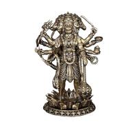 Exotic India 5" Superfine Standing Ten Armed Panchamukhi Lord Hanuman Brass Statue for Pooja, Temple, and Spiritual Gifting