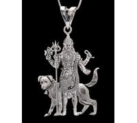 Exotic India 925 Sterling Silver Kaal Bhairava Pendant Handcrafted Detailed Lord Shiva Religious Charm for Men and Women's