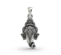 Exotic India 925 Sterling Silver Lord Ganesha Pendant Vinayaka Face Hindu Spiritual Good Luck Charm for Men and Women's