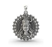 Exotic India 925 Sterling Silver Lord Shiva Mandala Pendant Handcrafted Cosmic Dancer Adiyogi Charm for Men and Women's