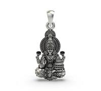 Exotic India 925 Sterling Silver Mahalakshmi Pendant Sacred Prosperity Charm Hindu Spiritual Accessory for Unisex