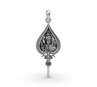 Exotic India 925 Sterling Silver Vel Pendant with Raja Alangaram Face Pendant Sacred Spear of Victory Charm for Men and Women
