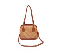Exotic India Convertible Bamboo Shoulder Bag Handcrafted Woven Design with Leather Trim Sustainable Handbag for Women's