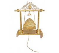 Exotic India Peacock Design Brass Jhula for Traditional Temple Swing for Laddu Gopal Krishna Home and Religious Décor