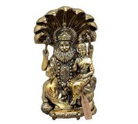 Exotic India Superfine Sitting Lord Narasimha with Devi Laksmi Brass Statue | Maa Lakshmi Hindu Goddess Idol for Pooja Mandir, Home Décor, Office