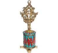 Exotic India Tibetan Buddhist Prayer Wheel Statue, Brass, Multi-Colour, 0.24 x 2.7 x 7-Inch