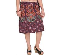 Exotic India Wrap-Around Sanganeri Short-Skirt with Printed Motifs - Color Italian PlumGarment Size One Size fits Most