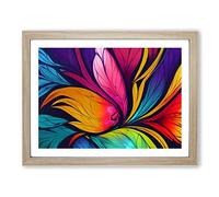 Exotic Modern Flowers Abstract Framed Print | A4 Oak Framed Wall Art | Ready to Hang | Abstract Floral Picture | Living Room Bedroom Lounge Office