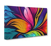 Exotic Modern Flowers Canvas Print | Gallery Wrapped 30mm Frame Wall Art | 30x20 inches | Ready to Hang | Abstract Floral Picture | Living Room Bedroom Lounge Office