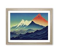 Exotic Painted Mountains Framed Print | A2 Oak Framed Wall Art | Ready to Hang | Modern Landscape Picture | Living Room Bedroom Lounge Office