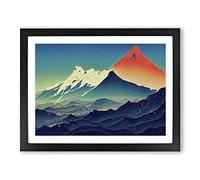 Exotic Painted Mountains Framed Print | A4 Black Framed Wall Art | Ready to Hang | Modern Landscape Picture | Living Room Bedroom Lounge Office