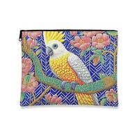 Exotic Parrot Makeup Bag, Vibrant Floral Cosmetic Travel Organizer for Women, Portable Embroidered Zipper Pouch, Perfect Choice for Spring Festival 7x9 Inch