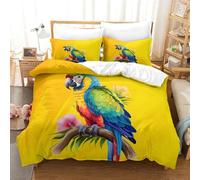 Exotic Parrots - Beautiful Bird Bedding Set for Kids Boys Girls Full Size 3D Comforter Set 3Pcs All Season Quilt Set with Zipper Closure Ultra Soft Room Decor, Easy Care Durable Super King（260x220cm）