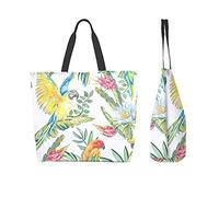 Exotic Parrots Flowers Tote Bag for Women Ladies Handbags Shoulder Bags For Work Beach Travel Shopping