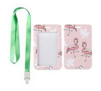 Exotic Plants and Flowers Badge Holder with Green Lanyard, Bus Pass Holder, Vertical Cards Protector for School, Vertical ID Cards Protector for Worker, Nurse Accessories Teacher Stuff